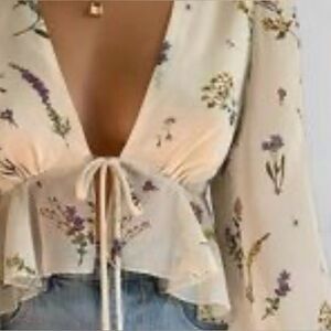 Revamped Floral Tie Front Blouse